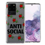 Samsung Galaxy S20 Ultra Anti Social Roses Design Double Layer Phone Case Cover