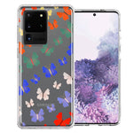 Samsung Galaxy S20 Ultra Colorful Butterflies Design Double Layer Phone Case Cover