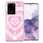 Samsung Galaxy S20 Ultra Pink Gem Hearts Design Double Layer Phone Case Cover