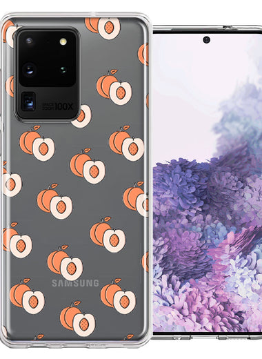Samsung Galaxy S20 Ultra Polka Dot Peaches Design Double Layer Phone Case Cover