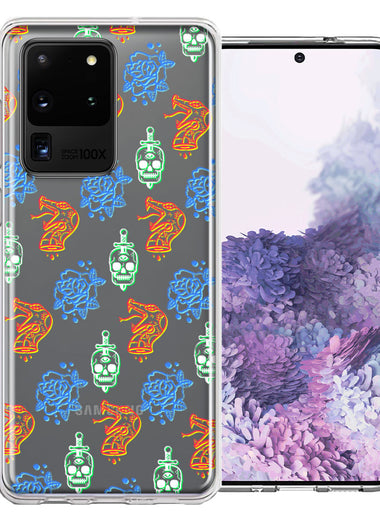 Samsung Galaxy S20 Ultra Snakes Skulls Roses Design Double Layer Phone Case Cover