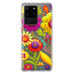 Samsung Galaxy S20 Ultra Colorful Yellow Pink Folk Style Floral Vibrant Spring Flowers Hybrid Protective Phone Case Cover