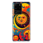 Samsung Galaxy S20 Ultra Neon Rainbow Psychedelic Indie Hippie Sun Moon Hybrid Protective Phone Case Cover