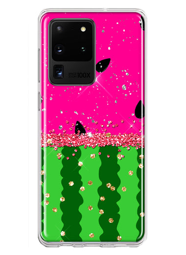 Samsung Galaxy S20 Ultra Summer Watermelon Sugar Vacation Tropical Fruit Pink Green Hybrid Protective Phone Case Cover