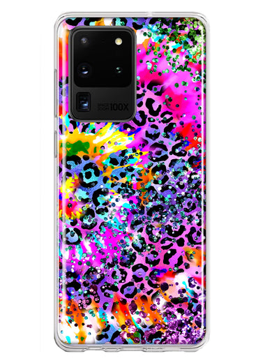Samsung Galaxy S20 Ultra Vibrant Pink Purple Tie Dye Summer Leopard Swirl Rainbow Hybrid Protective Phone Case Cover