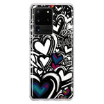 Samsung Galaxy S20 Ultra Black White Hearts Love Graffiti Hybrid Protective Phone Case Cover
