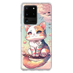 Samsung Galaxy S20 Ultra Kawaii Manga Pink Cherry Blossom Cute Cat Hybrid Protective Phone Case Cover