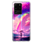 Samsung Galaxy S20 Ultra Kawaii Manga Pink Cherry Blossom Japanese Rainbow Girl Hybrid Protective Phone Case Cover