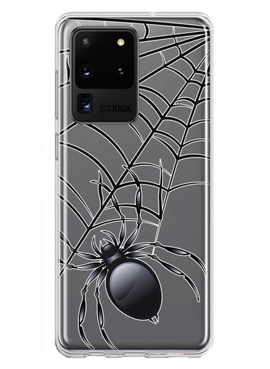 Samsung Galaxy S20 Ultra Creepy Black Spider Web Halloween Horror Spooky Hybrid Protective Phone Case Cover