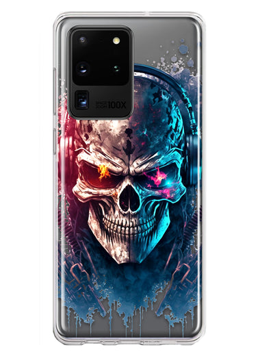 Samsung Galaxy S20 Ultra Cyberpunk Machine Headphones Skull Double Layer Phone Case Cover