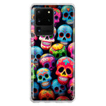 Samsung Galaxy S20 Ultra Halloween Spooky Colorful Day of the Dead Skulls Hybrid Protective Phone Case Cover