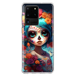 Samsung Galaxy S20 Ultra Halloween Spooky Colorful Day of the Dead Skull Girl Hybrid Protective Phone Case Cover