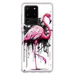 Samsung Galaxy S20 Ultra Pink Flamingo Painting Graffiti Hybrid Protective Phone Case Cover