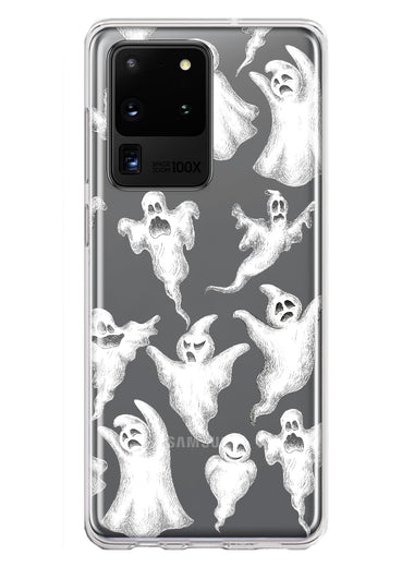 Samsung Galaxy S20 Ultra Cute Halloween Spooky Floating Ghosts Horror Scary Hybrid Protective Phone Case Cover