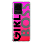 Samsung Galaxy S20 Ultra Pink Clear Funny Text Quote Girl Boss Hybrid Protective Phone Case Cover
