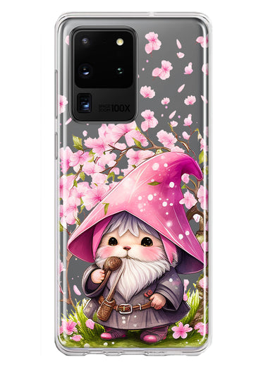 Samsung Galaxy S20 Ultra Cute Pink Cherry Blossom Gnome Spring Floral Flowers Double Layer Phone Case Cover