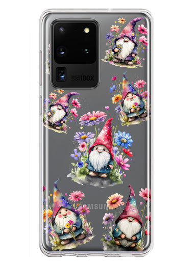 Samsung Galaxy S20 Ultra Cute Pink Purple Cosmos Flowers Gnomes Spring Floral Double Layer Phone Case Cover
