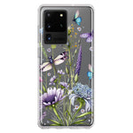 Samsung Galaxy S20 Ultra Lavender Dragonfly Butterflies Spring Flowers Hybrid Protective Phone Case Cover