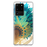 Samsung Galaxy S20 Ultra Mandala Geometry Abstract Peacock Feather Pattern Hybrid Protective Phone Case Cover