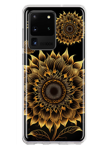 Samsung Galaxy S20 Ultra Mandala Geometry Abstract Sunflowers Pattern Hybrid Protective Phone Case Cover