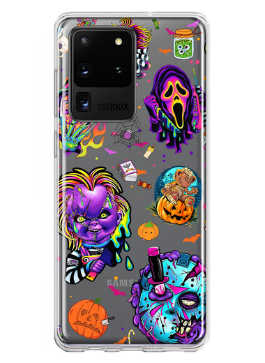 Samsung Galaxy S20 Ultra Cute Halloween Spooky Horror Scary Neon Characters Hybrid Protective Phone Case Cover