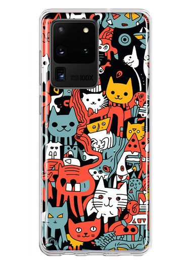 Samsung Galaxy S20 Ultra Psychedelic Cute Cats Friends Pop Art Hybrid Protective Phone Case Cover