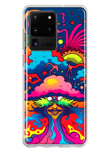 Samsung Galaxy S20 Ultra Neon Rainbow Psychedelic Trippy Hippie Bomb Star Dream Hybrid Protective Phone Case Cover