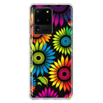 Samsung Galaxy S20 Ultra Neon Rainbow Glow Sunflowers Colorful Floral Pink Purple Double Layer Phone Case Cover
