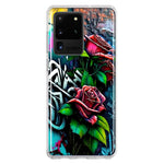 Samsung Galaxy S20 Ultra Red Roses Graffiti Painting Art Hybrid Protective Phone Case Cover