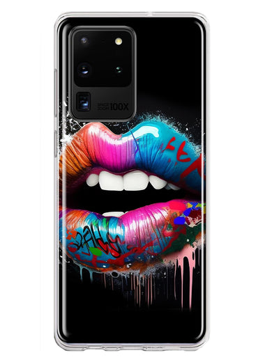 Samsung Galaxy S20 Ultra Colorful Lip Graffiti Painting Art Hybrid Protective Phone Case Cover