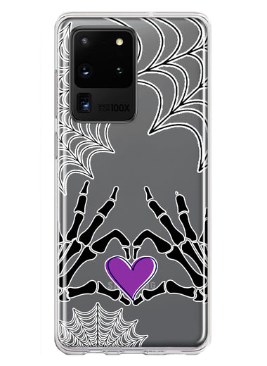 Samsung Galaxy S20 Ultra Halloween Skeleton Heart Hands Spooky Spider Web Hybrid Protective Phone Case Cover