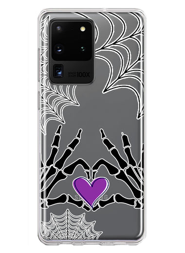 Samsung Galaxy S20 Ultra Halloween Skeleton Heart Hands Spooky Spider Web Hybrid Protective Phone Case Cover