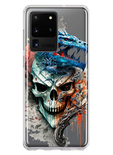 Samsung Galaxy S20 Ultra Fantasy Blue Dragon Dream Skull Double Layer Phone Case Cover