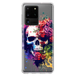 Samsung Galaxy S20 Ultra Fantasy Skull Red Purple Roses Hybrid Protective Phone Case Cover