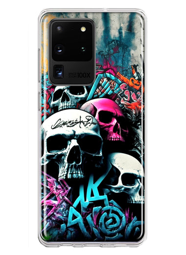 Samsung Galaxy S20 Ultra Skulls Graffiti Painting Art Hybrid Protective Phone Case Cover