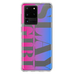 Samsung Galaxy S20 Ultra Pink Blue Clear Funny Text Quote Slay Girl Hybrid Protective Phone Case Cover
