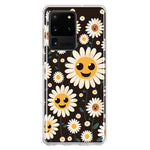 Samsung Galaxy S20 Ultra Cute Smiley Face White Daisies Double Layer Phone Case Cover