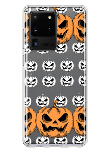 Samsung Galaxy S20 Ultra Halloween Spooky Horror Scary Jack O Lantern Pumpkins Hybrid Protective Phone Case Cover