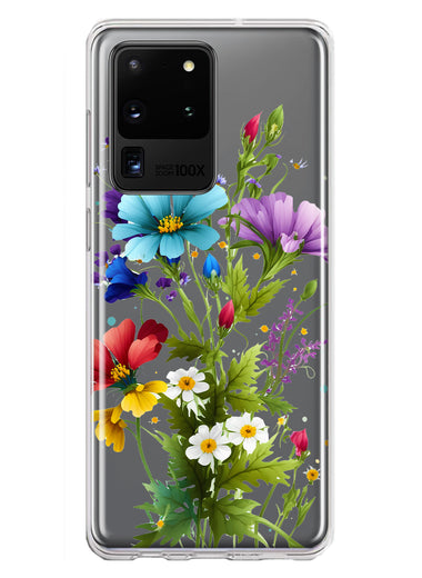 Samsung Galaxy S20 Ultra Purple Yellow Red Spring Flowers Floral Hybrid Protective Phone Case Cover