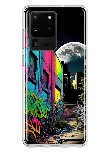 Samsung Galaxy S20 Ultra Urban City Full Moon Graffiti Painting Art Hybrid Protective Phone Case Cover