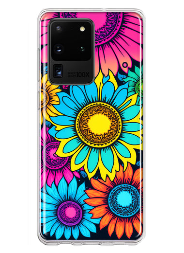 Samsung Galaxy S20 Ultra Vintage Colorful Abstract Sunflowers Floral Double Layer Phone Case Cover