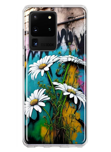 Samsung Galaxy S20 Ultra White Daisies Graffiti Wall Art Painting Hybrid Protective Phone Case Cover