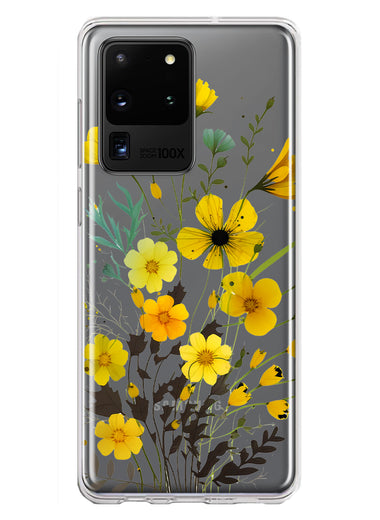 Samsung Galaxy S20 Ultra Yellow Summer Flowers Floral Hybrid Protective Phone Case Cover