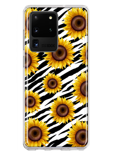 Samsung Galaxy S20 Ultra White Zebra Sunflowers Polkadots Double Layer Phone Case Cover