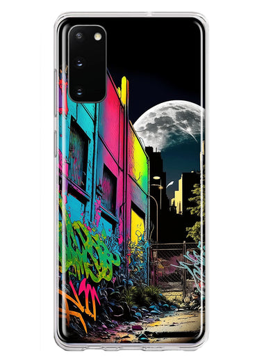 Samsung Galaxy S20 Urban City Full Moon Graffiti Painting Art Hybrid Protective Phone Case Cover