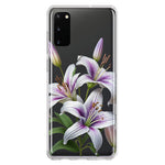 Samsung Galaxy S20 White Lavender Lily Purple Flowers Floral Hybrid Protective Phone Case Cover