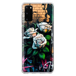 Samsung Galaxy S20 White Roses Graffiti Wall Art Painting Hybrid Protective Phone Case Cover