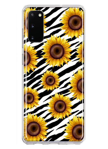 Samsung Galaxy S20 White Zebra Sunflowers Polkadots Double Layer Phone Case Cover
