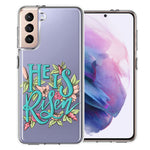 Samsung Galaxy S21 He Is Risen Text Easter Jesus Christian Flowers Double Layer Phone Case Cover