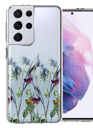 Samsung Galaxy S21 Ultra Country Dried Flowers Design Double Layer Phone Case Cover